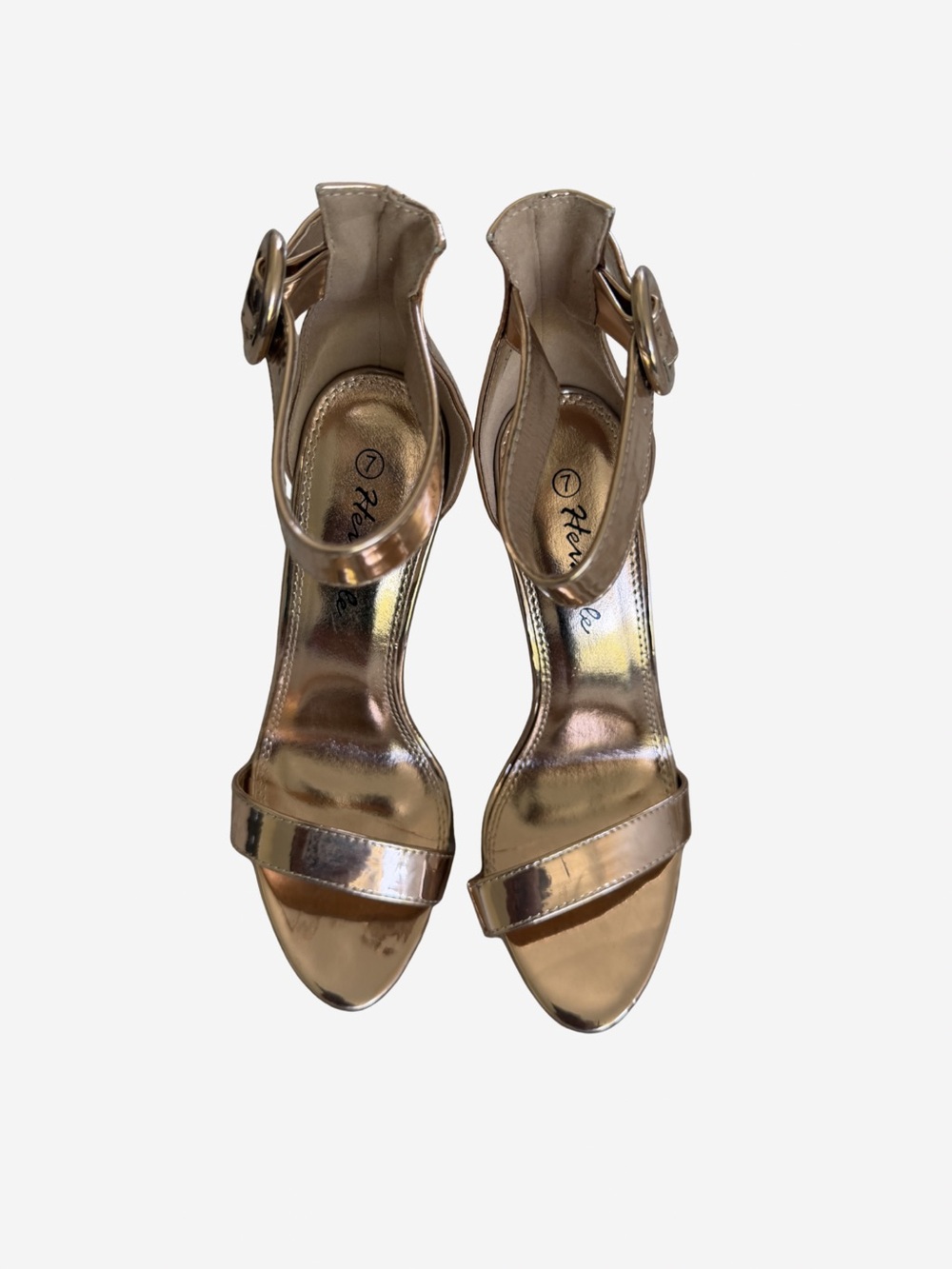 Herstyle Metallic Gold Open-Toe Ankle-Strap Heels